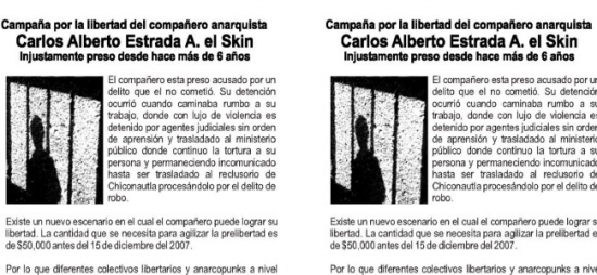 Libertad al compañero anarquista Carlos Estrada